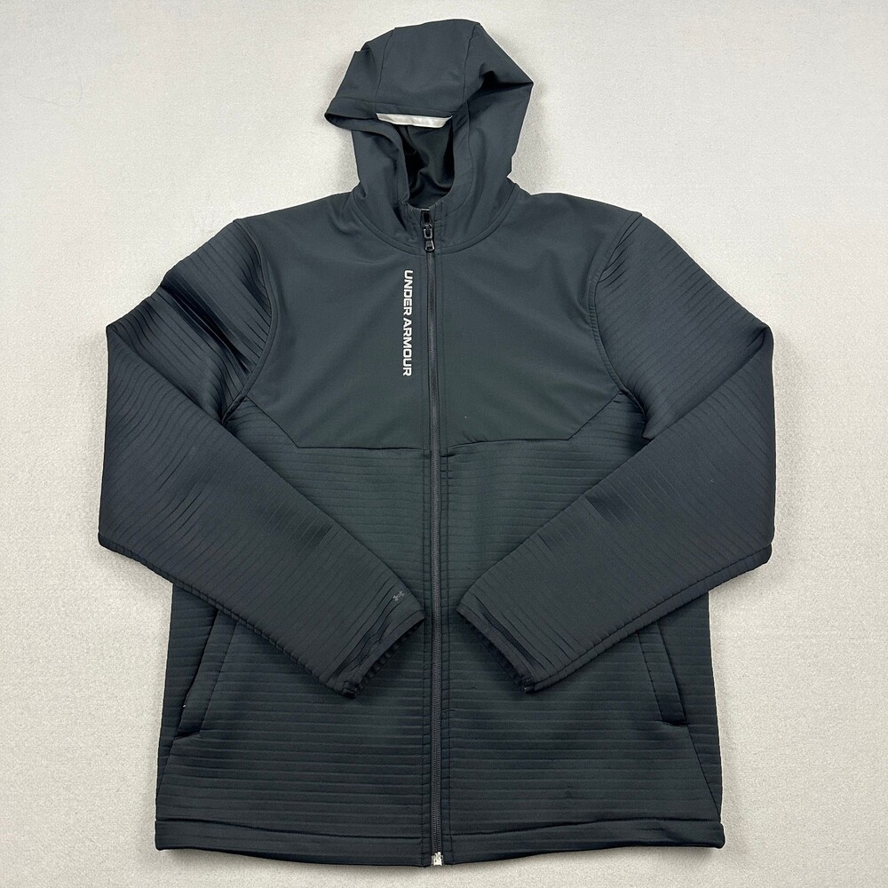 Under Armour Jacket Men Medium Black Storm Full Zip Golf Hybrid Hood Pocket M